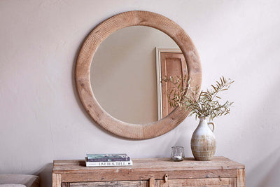 Vivan Grooved Wood Mirror - Natural