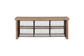 Abha Reclaimed Wood & Iron Storage Bench - Natural