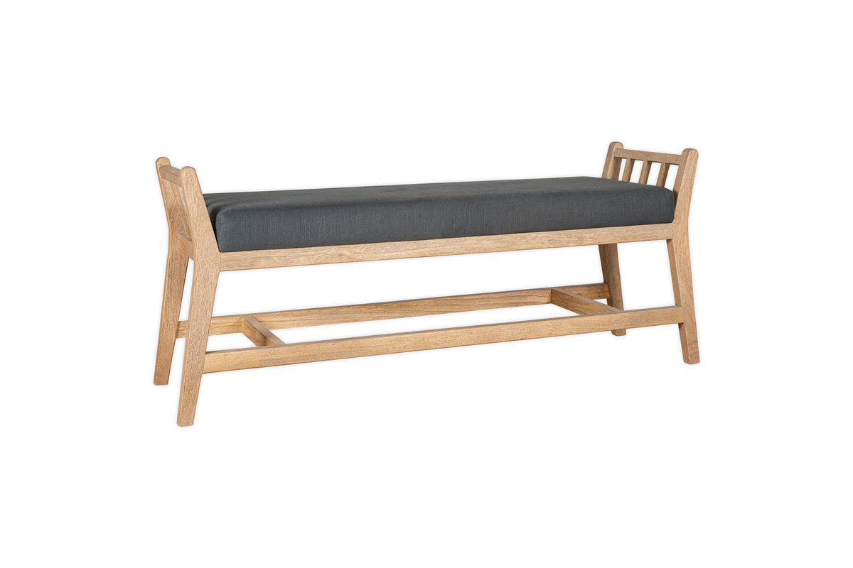 Avanthi Upholstered Sleigh Bench - Charcoal