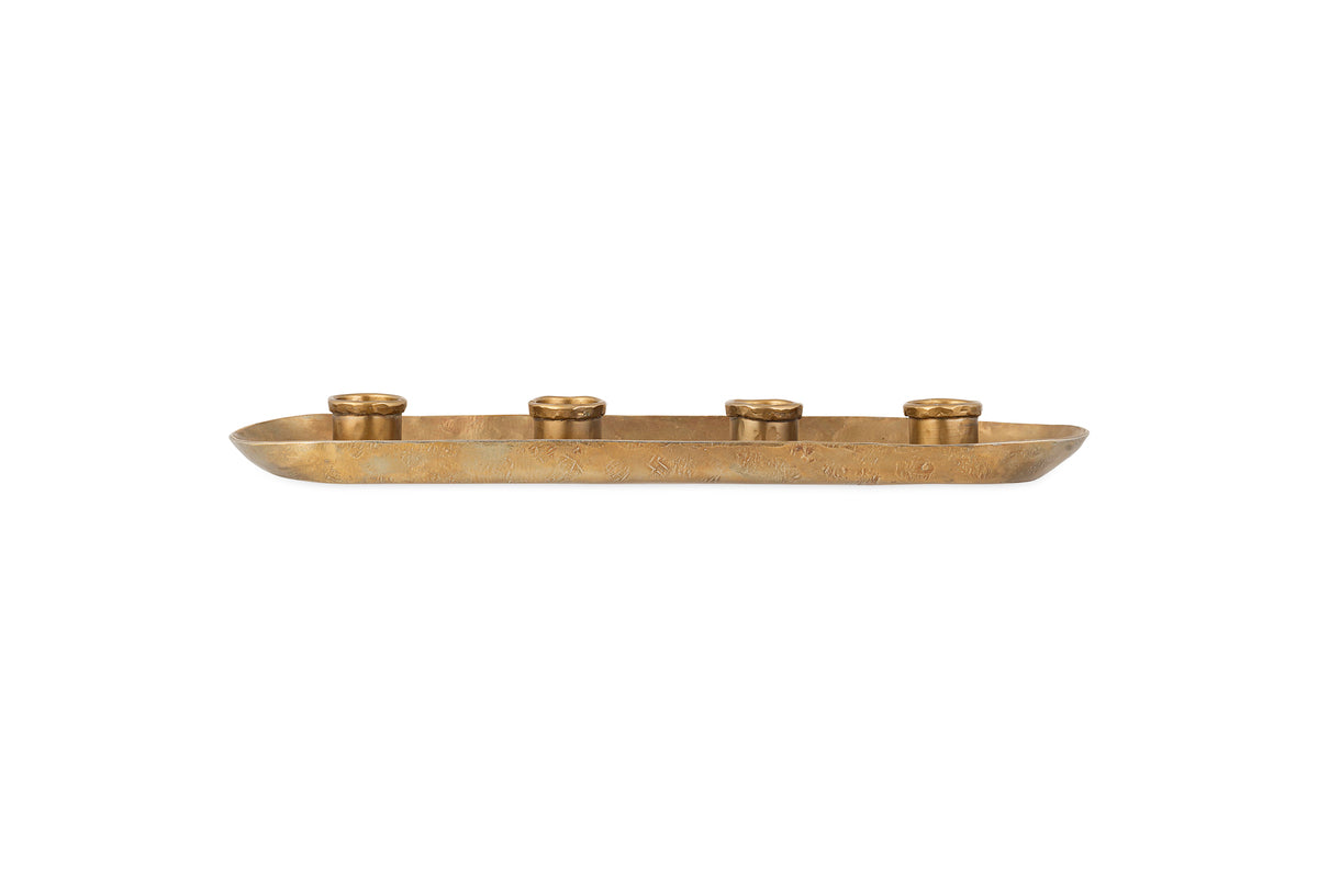 Amita Long Candle Holder - Antique Brass