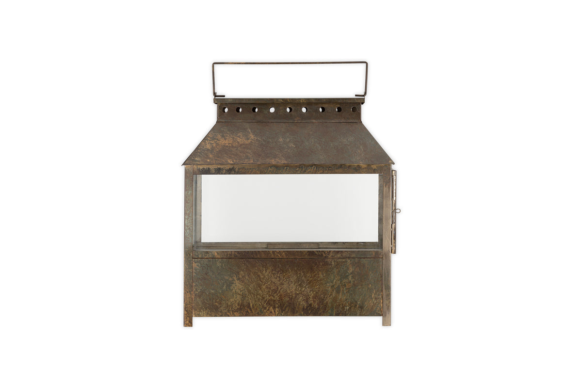 Akoko Wide Lantern - Brown Patina