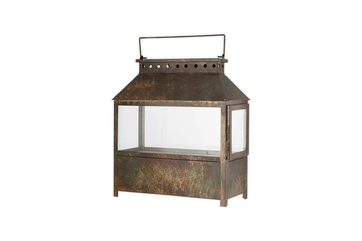 Akoko Wide Lantern - Brown Patina