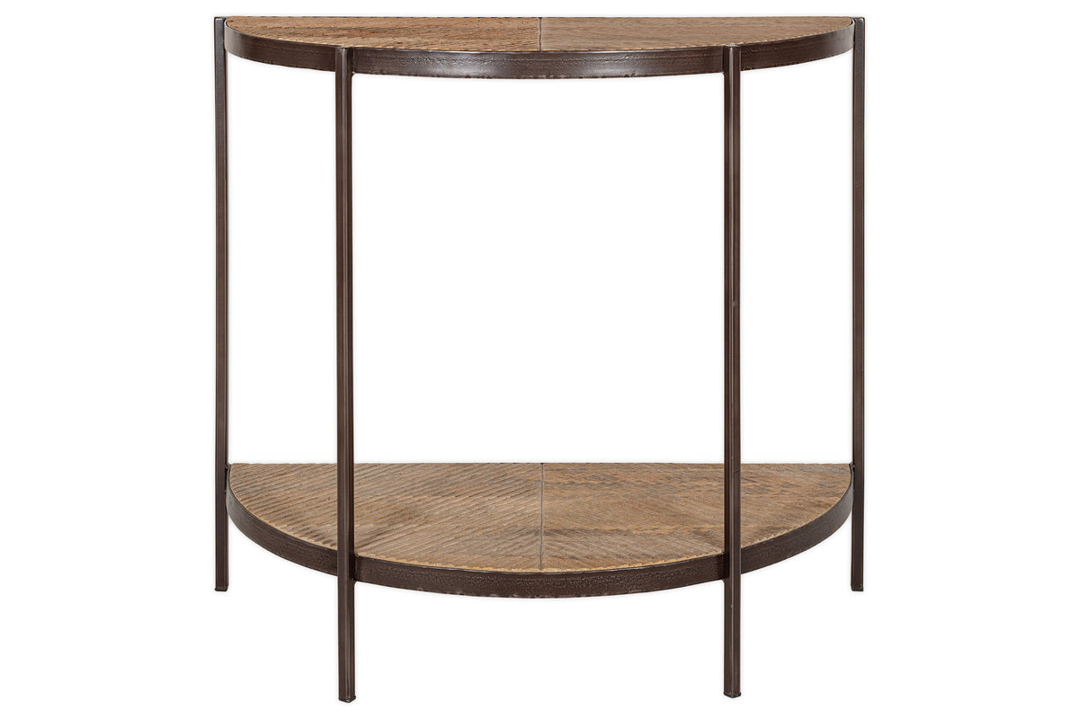 Aasha Mango Wood Half Moon Console Table - Natural