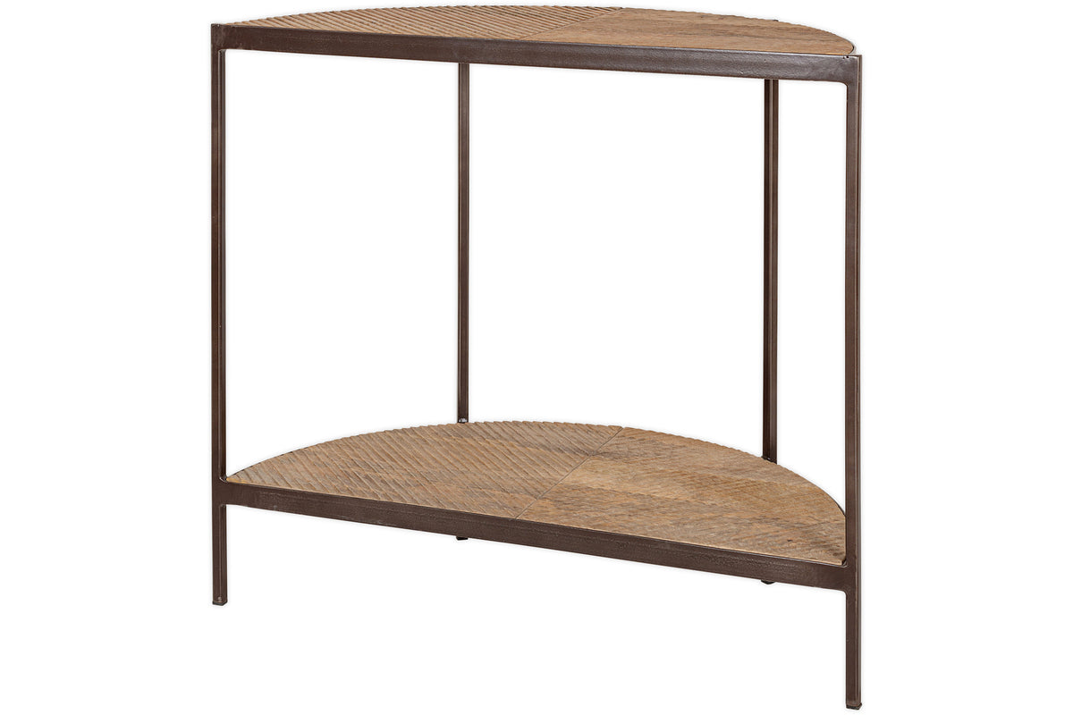 Aasha Mango Wood Half Moon Console Table - Natural