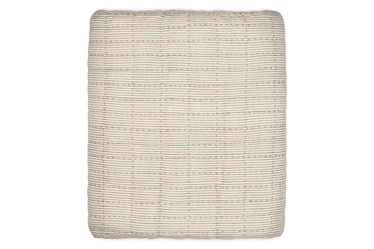 Dipti Cotton & Linen Block Print Bed Quilt - Charcoal