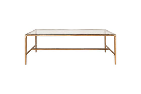 Gilasi Cast Metal & Glass Coffee Table - Antique Brass