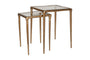 Gilasi Cast Metal & Glass Nesting Side Tables - Antique Brass (Set of 2)