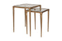 Gilasi Cast Metal & Glass Nesting Side Tables - Antique Brass (Set of 2)