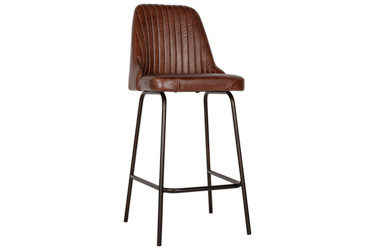 Harsha Leather Counter Chair - Chocolate Brown