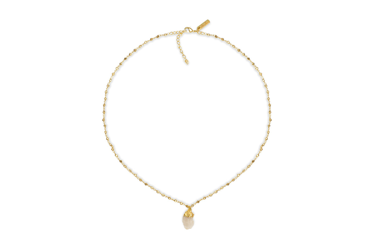 Hadari Rose Quartz Necklace - Gold
