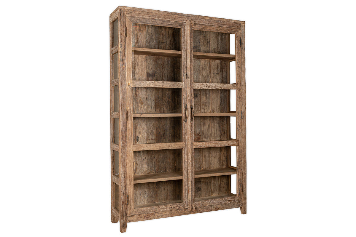 Ibo Reclaimed Wood & Glass Cabinet - Natural - Wide