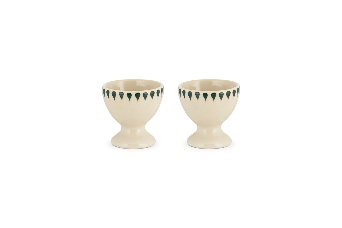 Juniper Drop Egg Cups - Cream & Juniper (Set of 2)