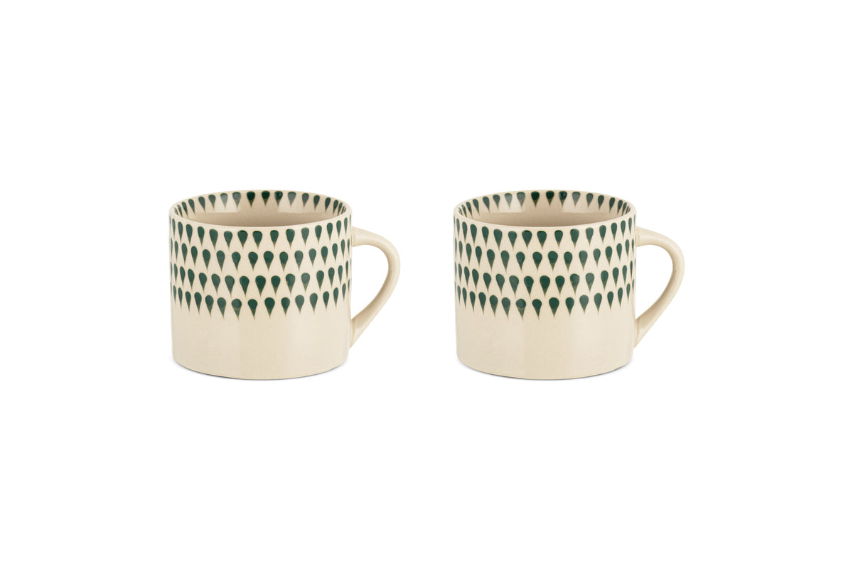 Juniper Drop Mug - Cream & Juniper - Small (Set of 2)