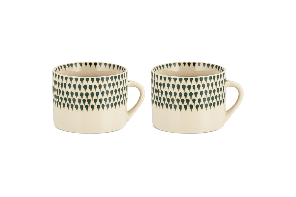 Juniper Drop Mug - Cream & Juniper - Large (Set of 2)
