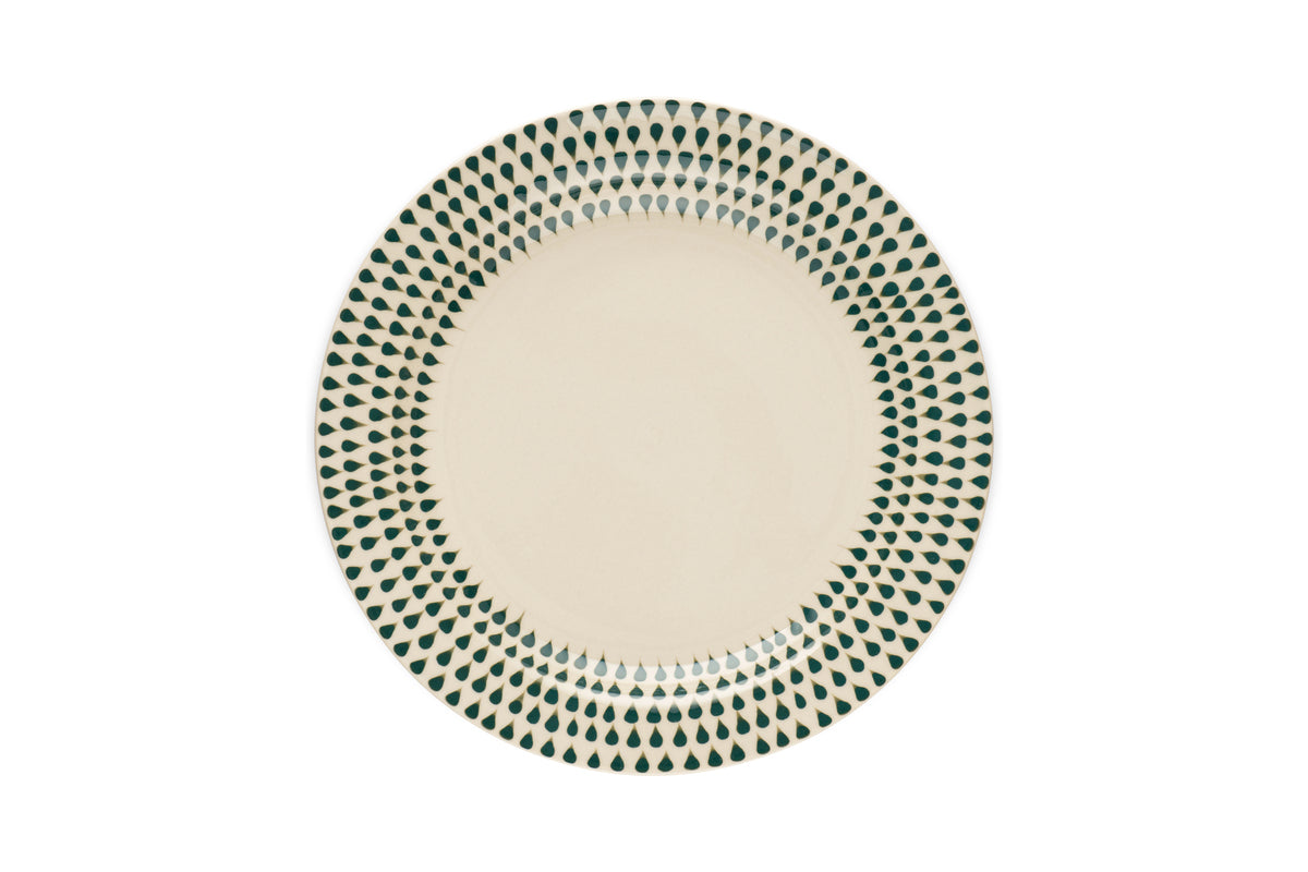 Juniper Drop Dinnerware Set - Cream & Juniper (Set of 12)