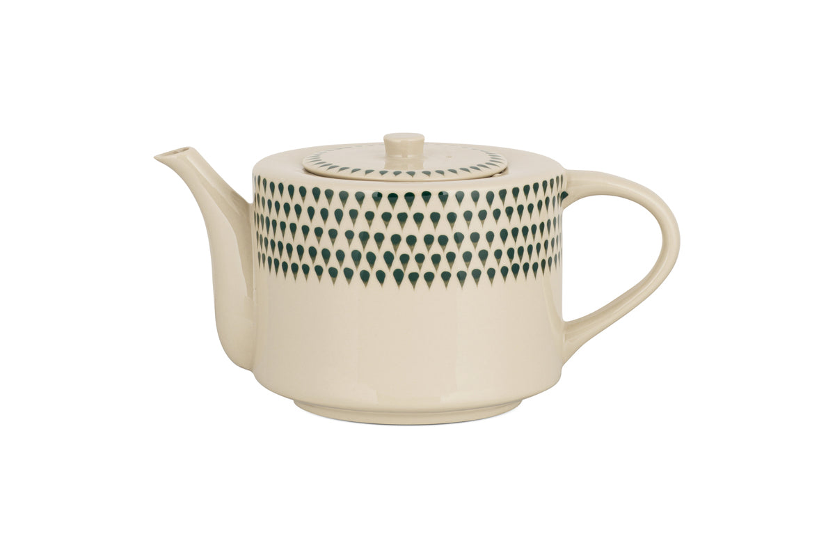 Juniper Drop 4 Person Teapot - Cream & Juniper