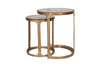 Khidki Cast Metal & Glass Nesting Side Tables - Antique Brass (Set of 2)