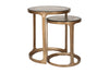 Khidki Cast Metal & Glass Nesting Side Tables - Antique Brass (Set of 2)