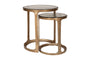 Khidki Cast Metal & Glass Nesting Side Tables - Antique Brass (Set of 2)