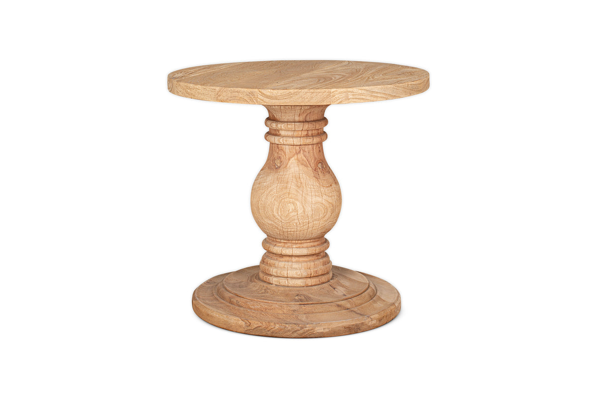 Laya Round Carved Side Table - Natural