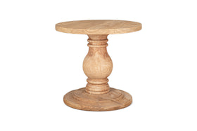 Laya Round Carved Side Table - Natural