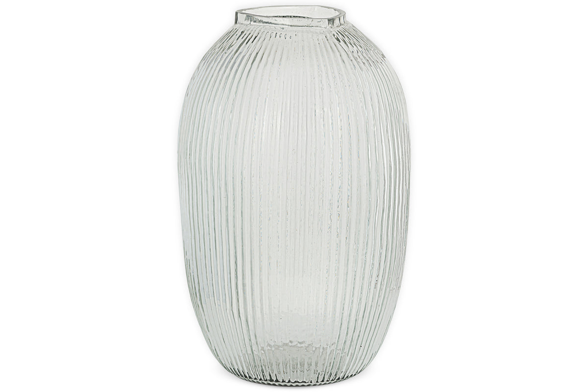 Linsy Ribbed Glass Vase - Clear