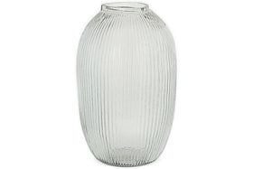 Linsy Ribbed Glass Vase - Clear