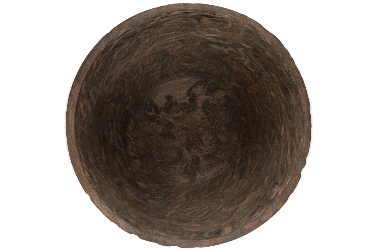 Nyati Wooden Serving Bowl - Dark Brown - Large