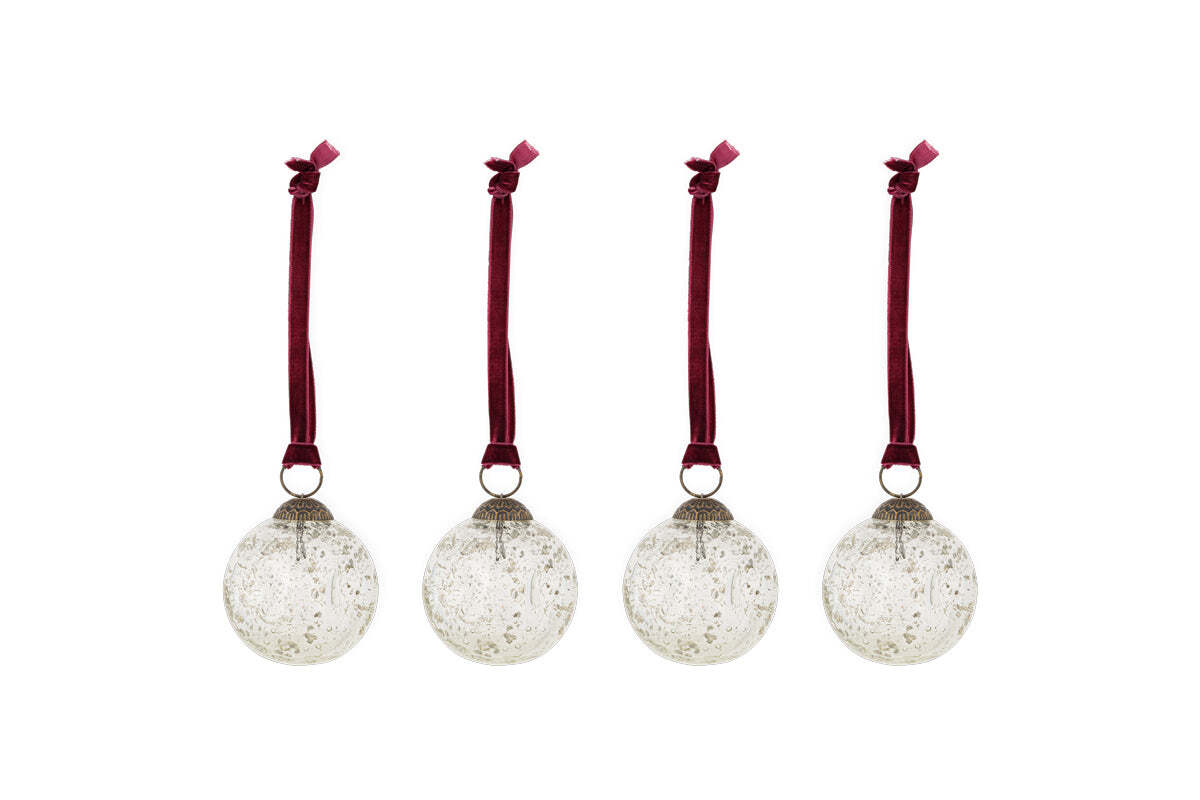 Nishan Pinched Baubles - Clear (Set of 4)