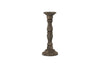 Nayati Rustic Wood Pillar Candle Stick - Dark Stain