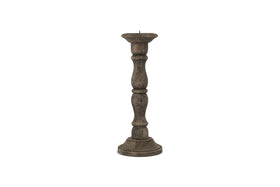 Nayati Rustic Wood Pillar Candle Stick - Dark Stain