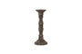 Nayati Rustic Wood Pillar Candle Stick - Dark Stain