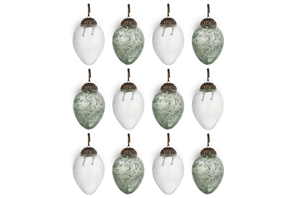 Enia Mini Hanging Egg Decoration - Antique Teal & Clear - (Set of 12)