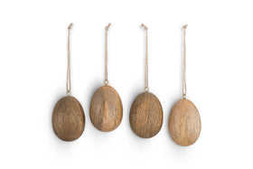 Dima Mango Wood Hanging Egg Decoration - Natural - (Set of 4)