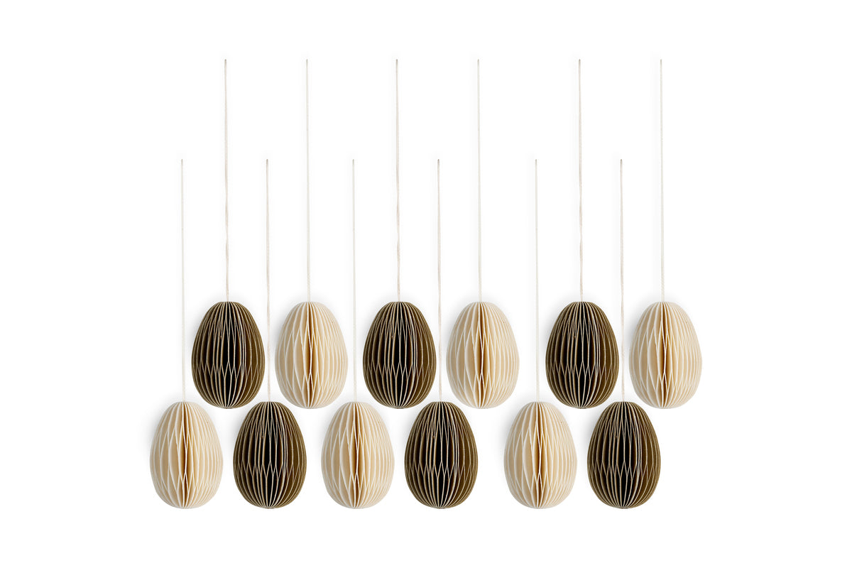 Piani Mini Hanging Paper Decoration - Natural & Moss - (Set of 12)