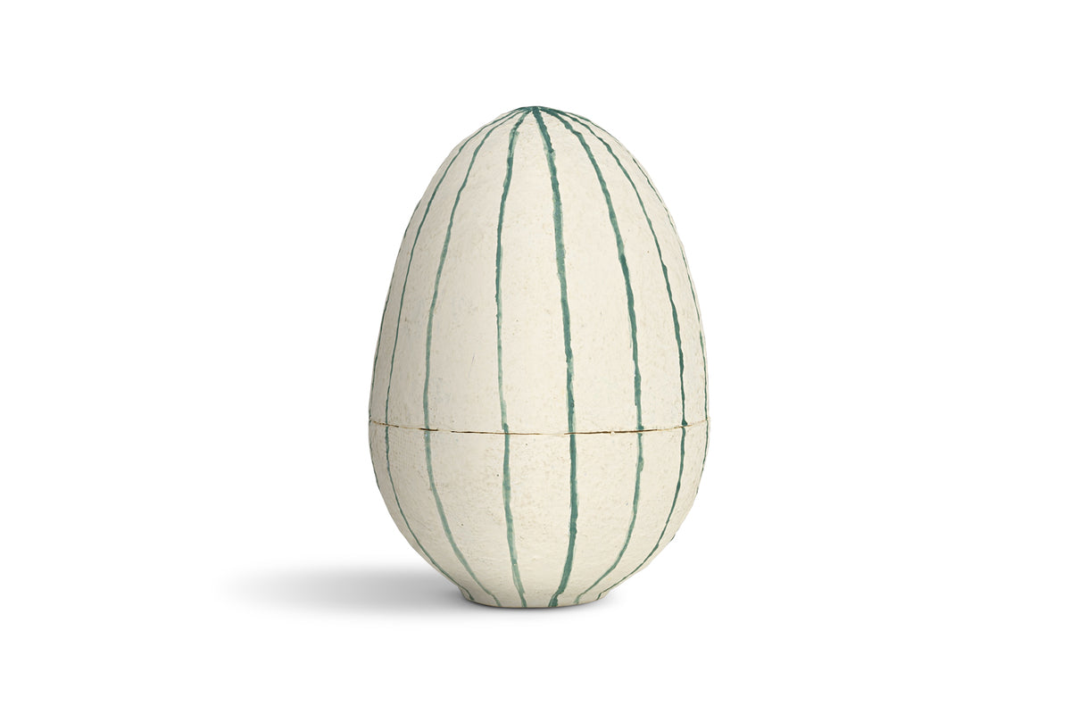 Surya Recycled Cotton Paper Standing Opening Egg - Teal & Cream