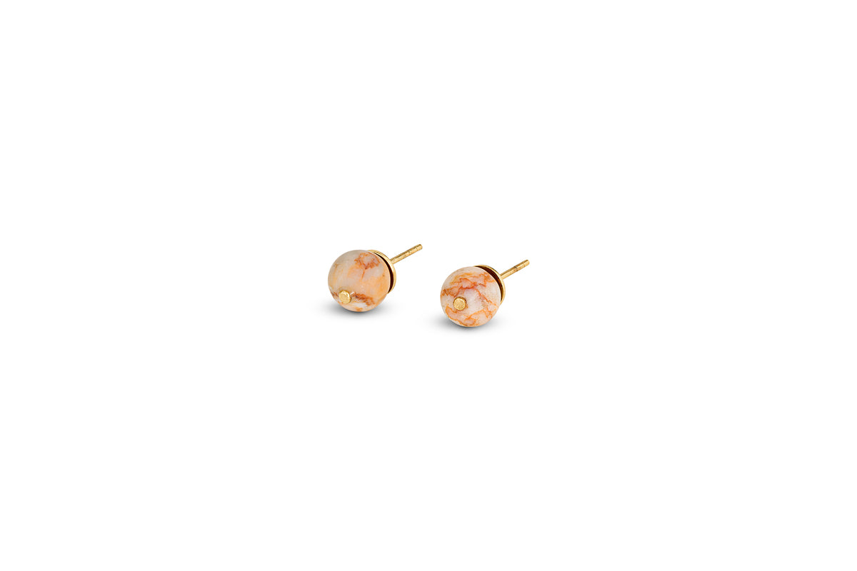 Cerita Rhodochrosite Stud Earirngs - Rhodochrosite & Gold
