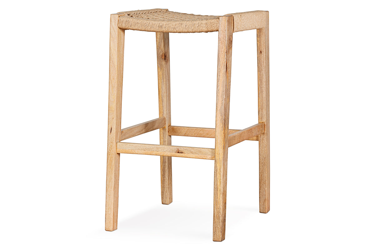Aamani Mango Wood & Cord Counter Stool - Natural