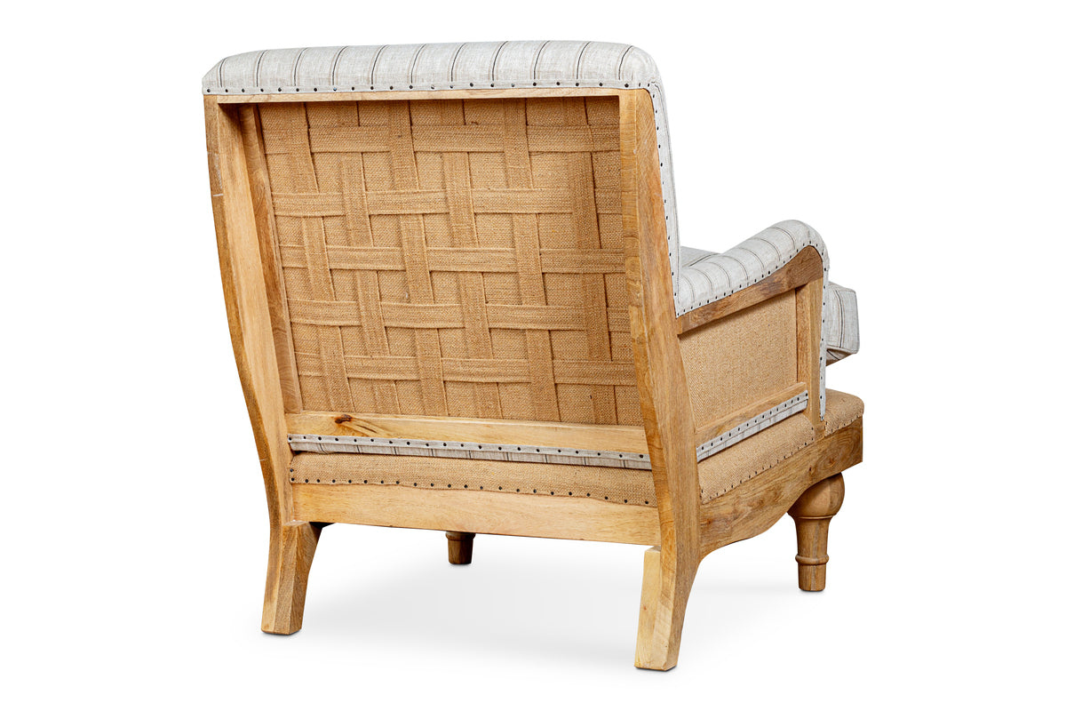 Abe Deconstructed Linen Armchair - Stripe - Natural