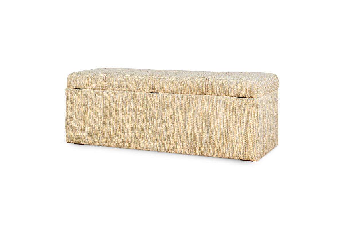 Aranya Cotton & Jute Upholstered Storage Bench - Natural