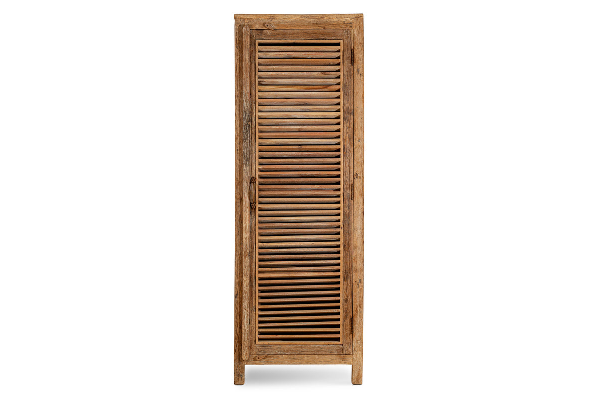 Ibo Reclaimed Wood Slatted Tall Cabinet  - Natural