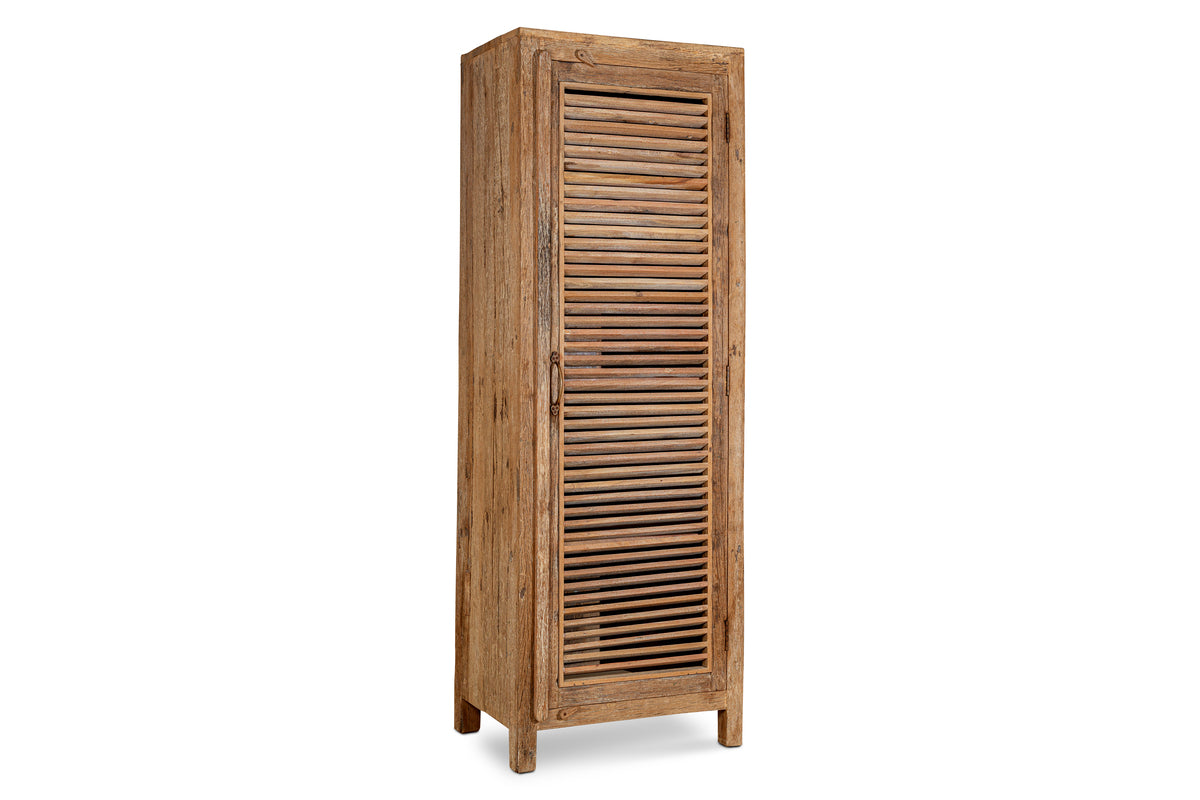 Ibo Reclaimed Wood Slatted Tall Cabinet  - Natural