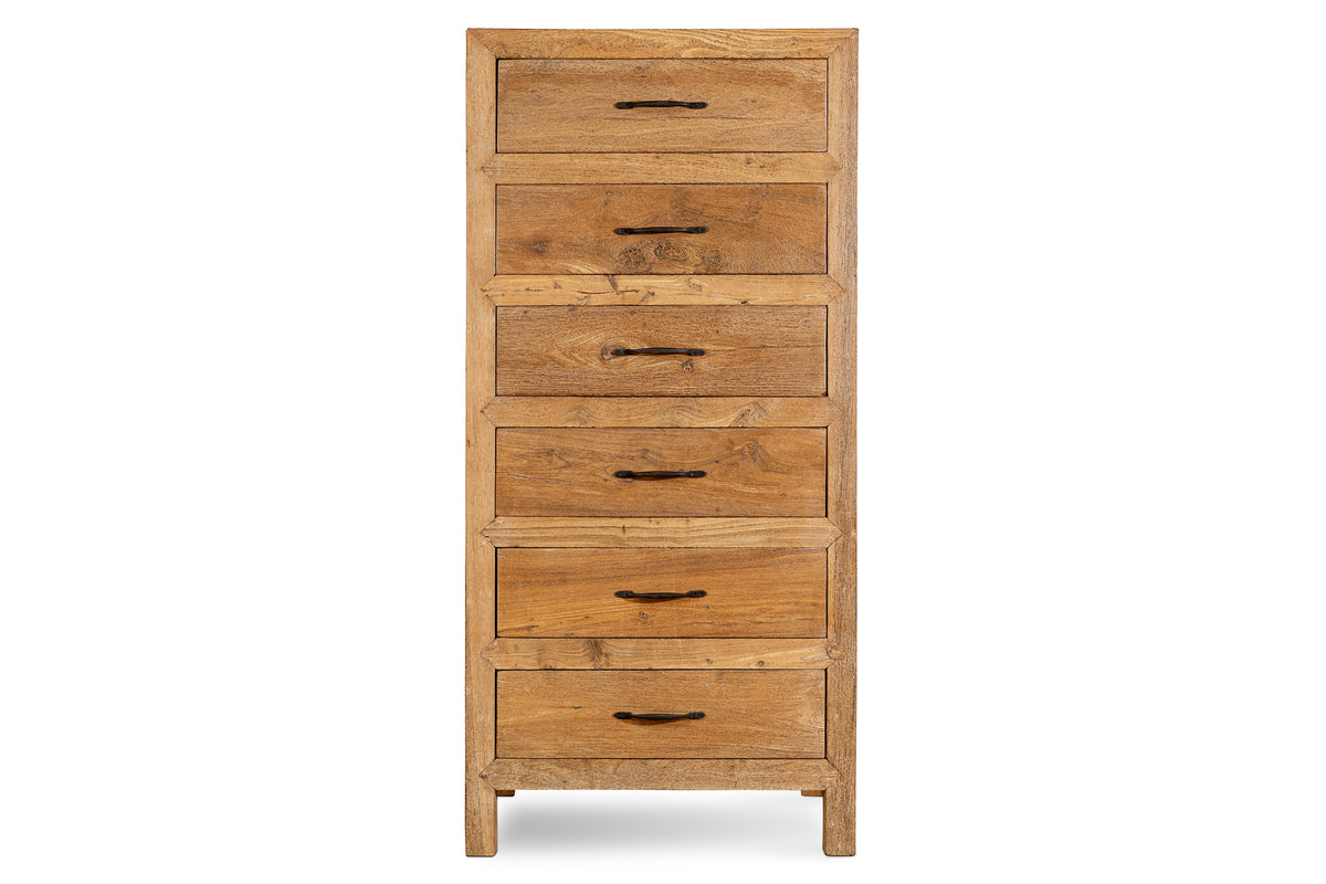 Iya Reclaimed Wood Tall Boy Chest of Drawers - Natural