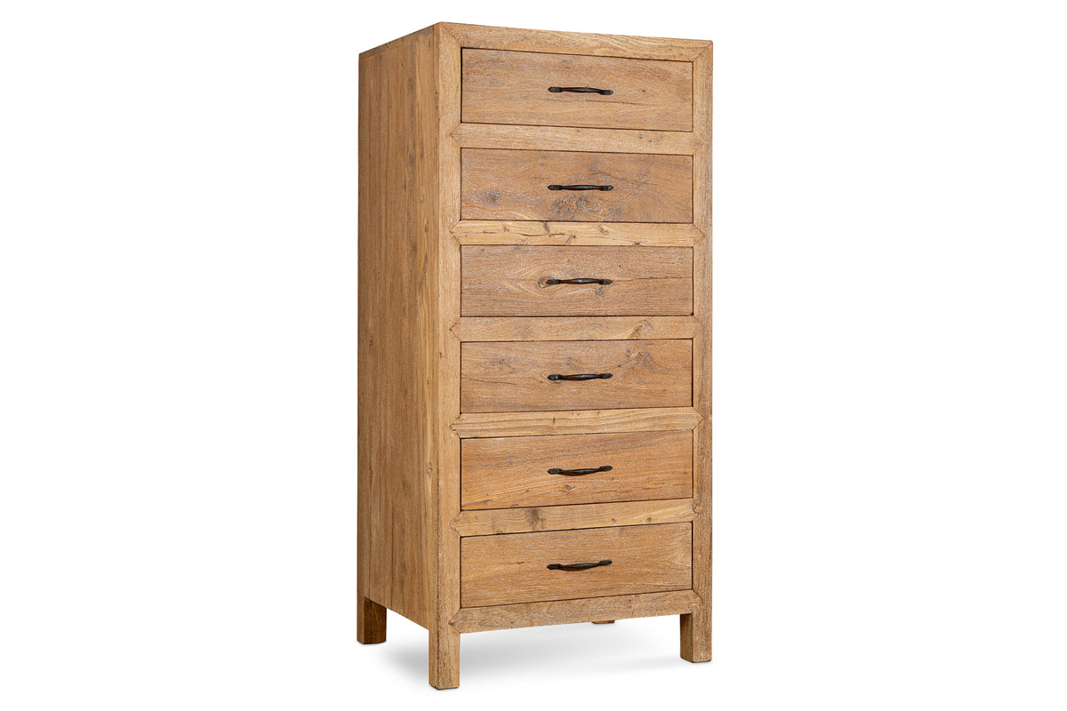 Iya Reclaimed Wood Tall Boy Chest of Drawers - Natural