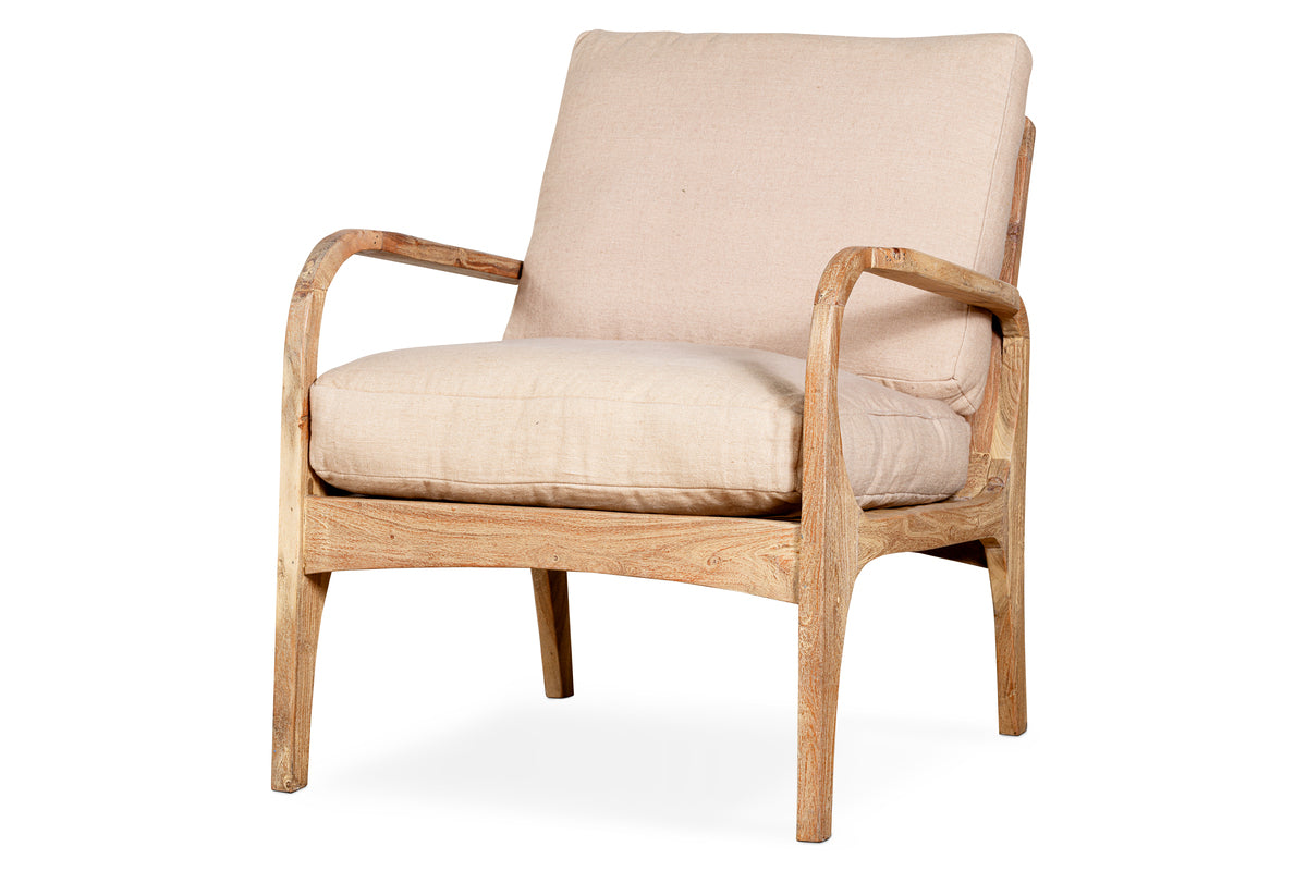 Jaya Acacia Wood & Linen Occasional Chair - Natural