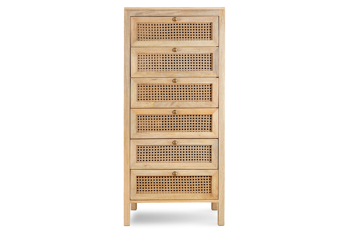 Kanz Mango Wood Tall Boy Chest of Drawers - Natural
