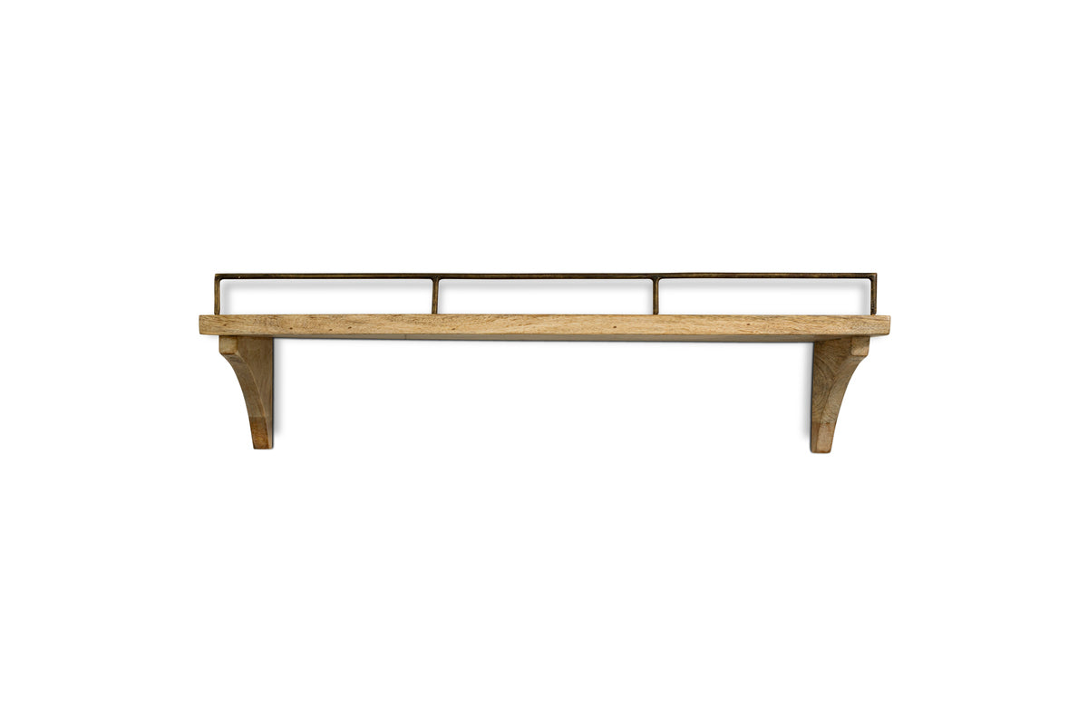 Meera Mango Wood & Iron Gallery Shelf - Natural