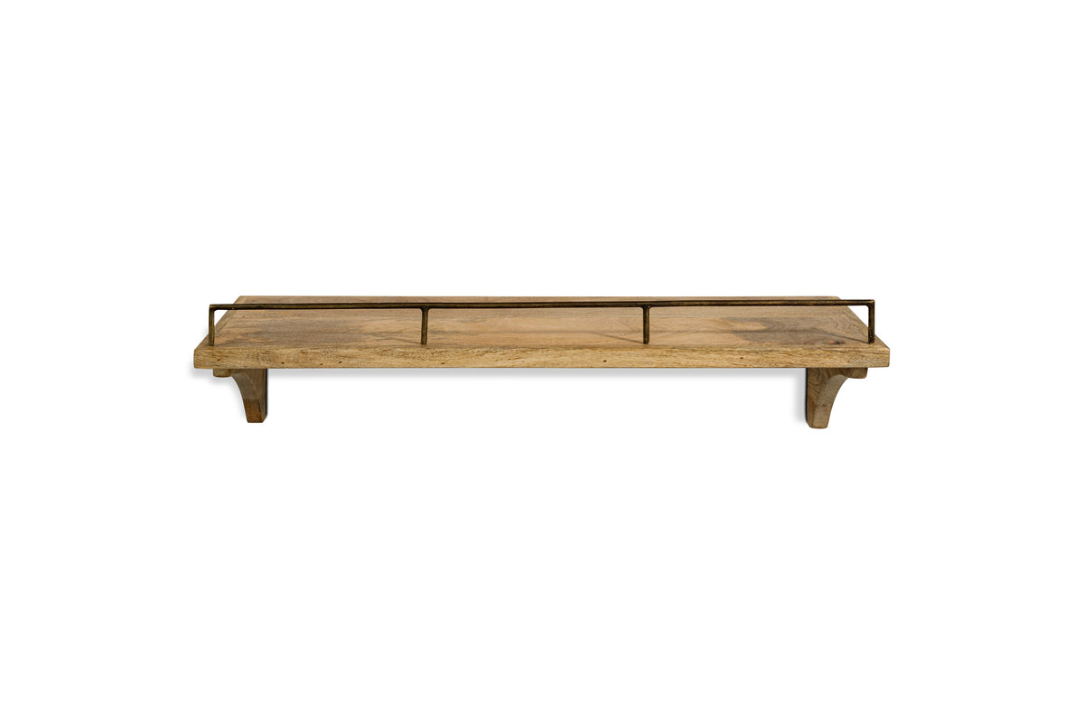 Meera Mango Wood & Iron Gallery Shelf - Natural