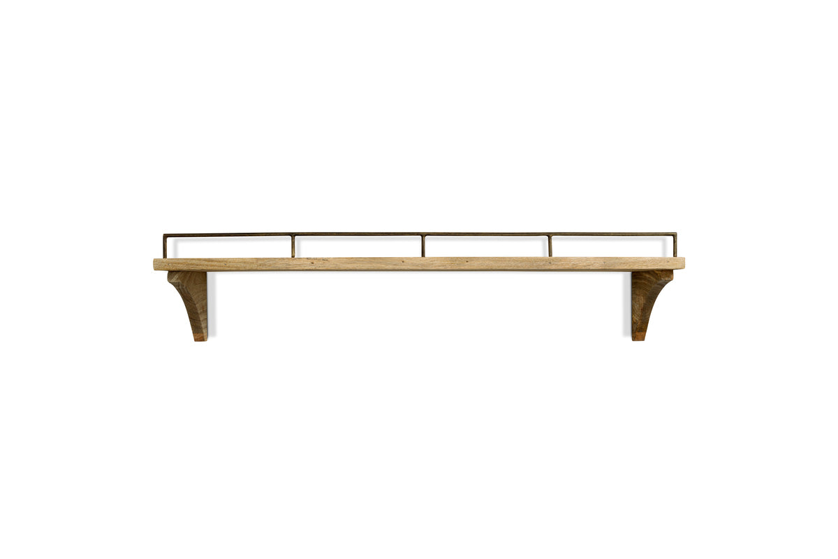 Meera Mango Wood & Iron Gallery Shelf - Natural