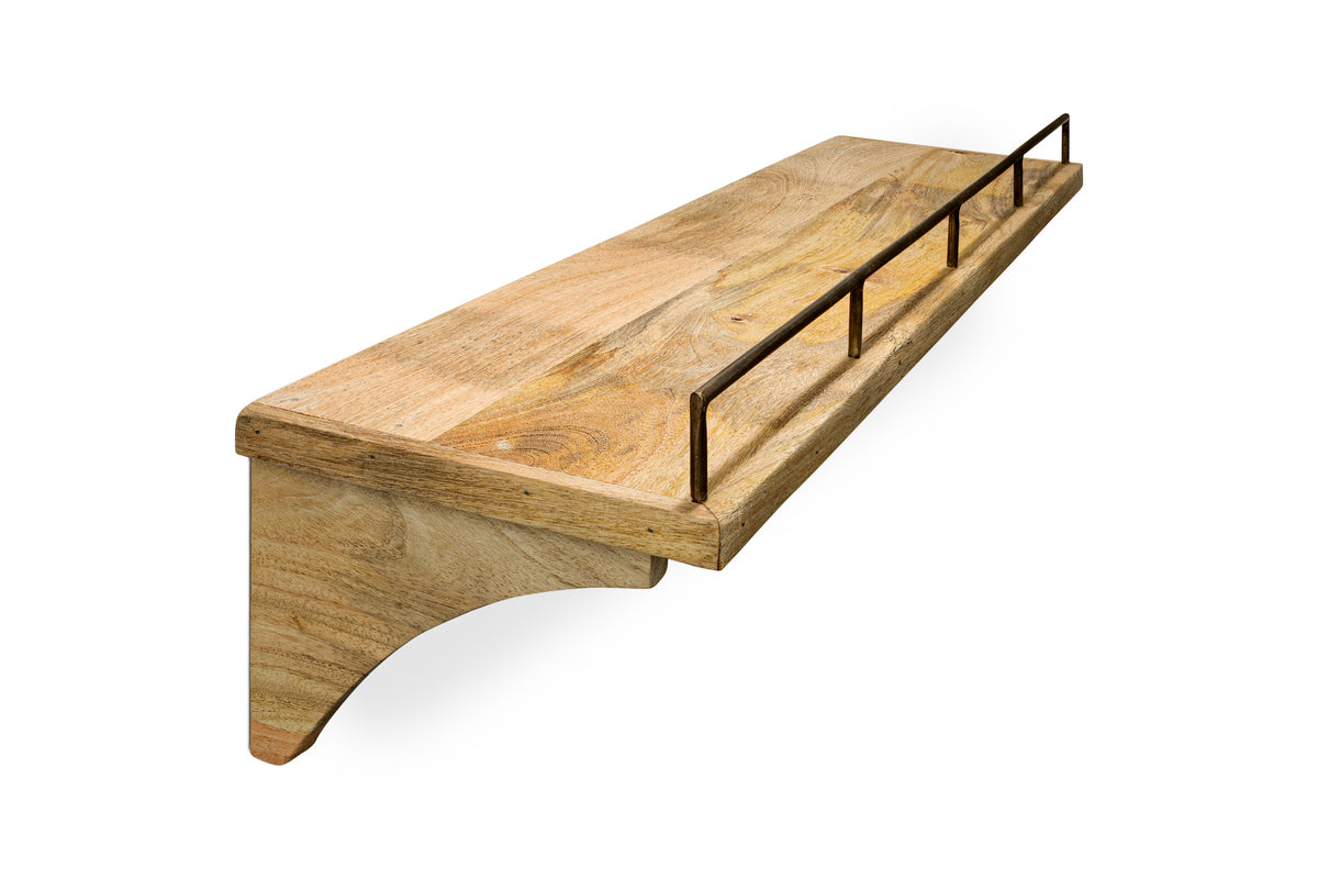 Meera Mango Wood & Iron Gallery Shelf - Natural